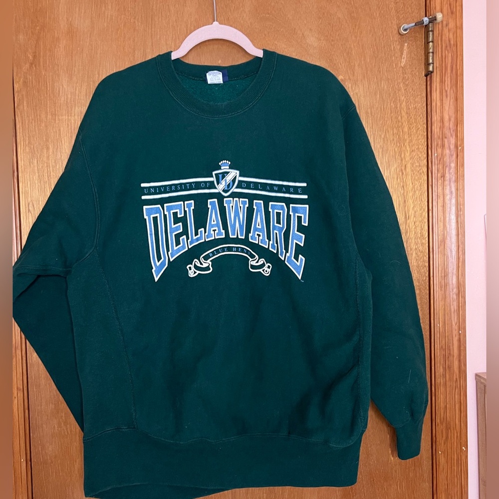 Vintage University of Delaware Jansport made in USA green crewneck